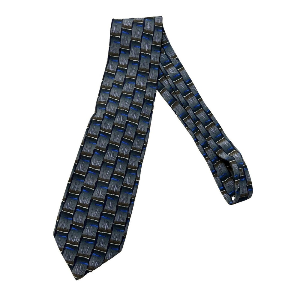 VTG J. Garcia Anniversary Commemorative Silk Tie Blue Grey Abstract Art Neckwear